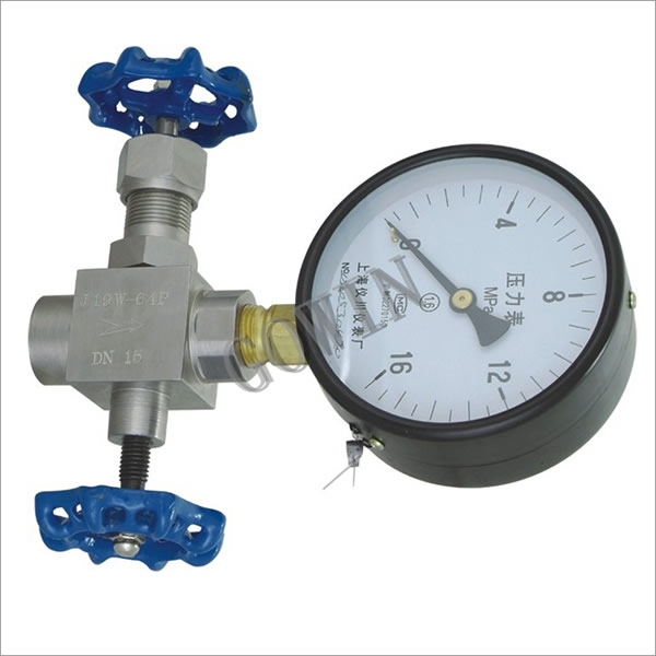 Pressure gauge three-way valve
